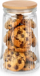 Glasrillede dåse med bambuslåg og tætningsring 1 l