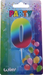 Fødselsdagslys tal 0 i regnbuefarver
