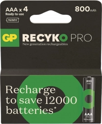Genopladelige AAA Ni-MH 800 mAh GP ReCyko Pro, 4 stk.