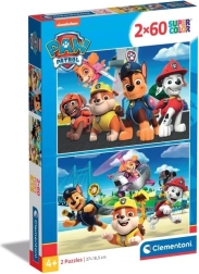 puslespil 2 × 60 brikker paw patrol super color