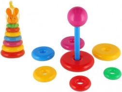 Sammenklappelig plastpyramide med farverige ringe 24 cm, i net, fra 12 måneder