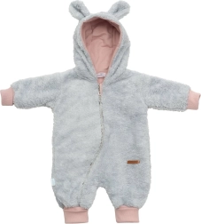 New Baby teddy bear grå-rosa vinteroverall til baby