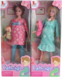 Dukke med gravid mave og baby, med led