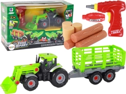 Traktor med trailer til DIY-montage med skruetrækker