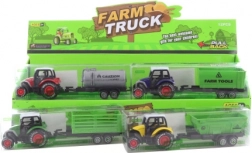 Metaltraktor med tilbagestræk og plasttipvogn