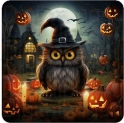Diamantmaling ugle til halloween 30 × 40 cm