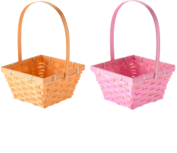 Påskekurv med bevægeligt håndtag, 18,5 × 18,5 × 10 cm, mix af 2 pastelfarver