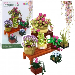 Byggesæt blomster i urtepotter med to hylder – 1446 dele