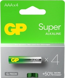 Alkaliske batterier GP Super LR03/AAA 4 stk.
