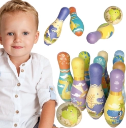 Bløde børnebowlingkegler med dinosaurer Woopie - 12 stk.