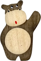 Træmagnet til køleskab – flodhest