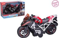 Rød skruemotorcykel med effekter