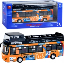 Metal dobbeldækkerbus med åbne døre – Orange