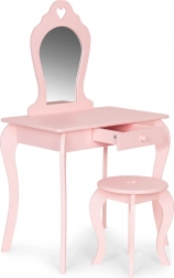 Stor børns trætoiletbord med spejl pink ECOTOYS