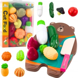 Børnesæt til at skære grøntsager med skærebræt og kniv