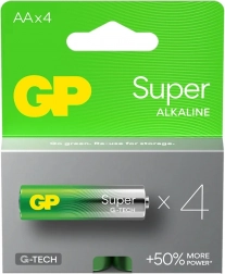Alkaliske batterier AA GP Super 4 stk