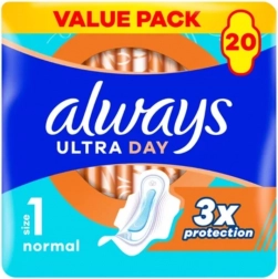 Always Ultra Day Normal hygiejnebind med vinger, 20 stk.