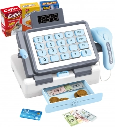 Kasseapparat til børn med effekter 25 cm – blå