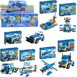 Politibyggeklodser 8-i-1 – køretøjer, bygninger og helikopter (98–118 dele)