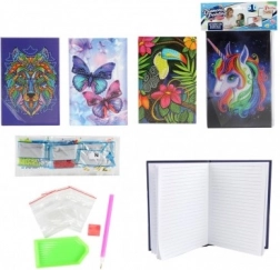 Kreativ diamantdagbog 14,5 × 21 cm – sæt med selvklæbende sten