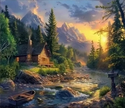 Diamantmaling hytte ved vadestedet