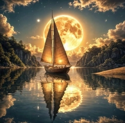 Diamantmaling Midnatssejlads 30 × 40 cm