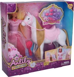 Dukke med hest, pink 26 cm - 1 stk.