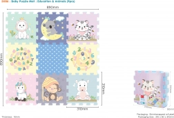 Blødt skum puslespil med dyr 32 × 32 cm, 9 dele