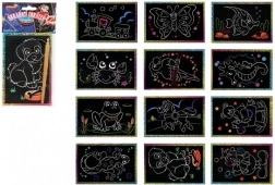 Glitrende skrabebilleder, farverige, 15 × 10 cm