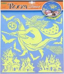 Selvlysende vægklistermærker heks Halloween 38 × 31 cm