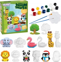 Woopie kreativt DIY-sæt med farver – gipsafstøbninger af dyr til at male