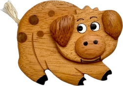 træmagnet gris – håndlavet køleskabsdekoration