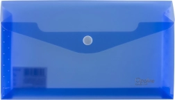 Rummelig mappe med trykknap blå