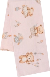 Flannelble til børn med tryk teddy bear, lyserød NEW BABY