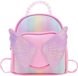 Børne Lyserød Rygsæk med Glitrende Vinger