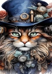 Diamantmaleri steampunk-kat 30 × 40 cm