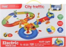 Lysende bane med batteridrevet bil