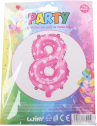 Oppustelig ballon tal 8 rosa med hjerter