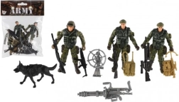 Sæt af militære actionfigurer med hund