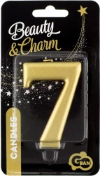 fødselsdagslys tal 7 i metallisk guld GODAN Beauty & Charm 8 cm