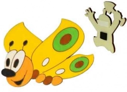 Træmagnet sommerfugl gul Dodo