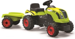 Trampetraktor CLAAS med grøn trailer