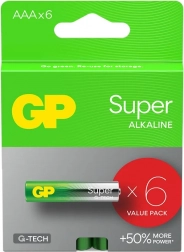 Alkaliske batterier AAA GP Super 6 stk.