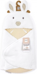 doudou plysbetræk hvidt tæppe med hætte Happy Wild 70 cm