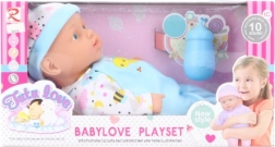 Babydukke 30 cm med lyde og tilbehør