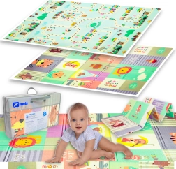 Sammenklappelig, vendbar XPE-skum lege­måtte HUMBI 120 × 180 × 0,8 cm – dyr og gader