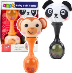 Sæt sensoriske rangler med blød bold – abe og panda, 2 stk.