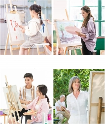 Maling efter tal med ramme 20 × 20 cm – blomstermotiv