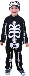 Børnekostume skelet med hætte M