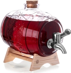 Glas drikkedispenser med hane og stativ 1 l